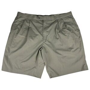 Sansabelt Pleated Front Chino Shorts Men's 44 Beige 9.5" Inch Inseam Pockets
